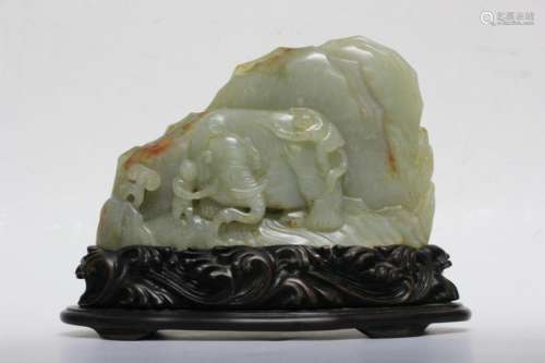 Chinese Jade Boulder w Stand