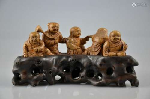 19th Century Bamboo brush rest carved