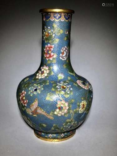 Chinese Cloisonne Enamel Floral Vase