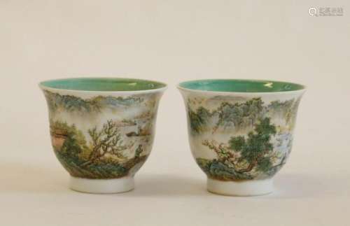 GUANGXU FAMILLE ROSE PAIR OF  CUPS