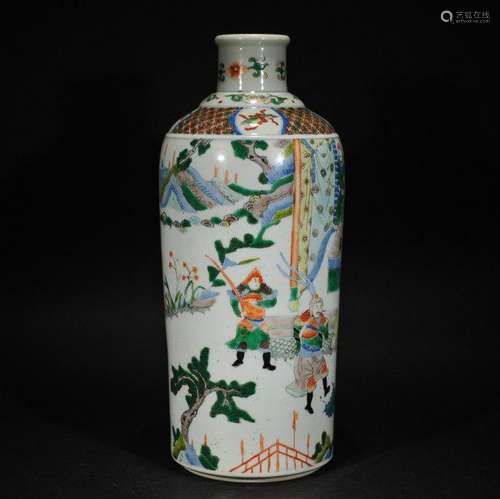 A WUCAI FIGURAL VASE