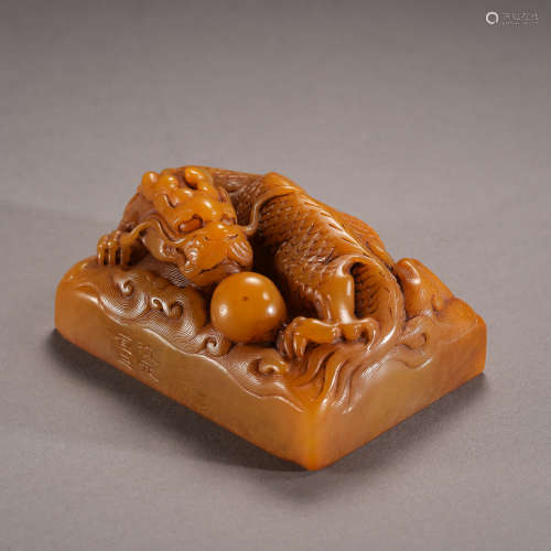 CHINESE TIANHUANG STONE CARVED DRAGON SEAL