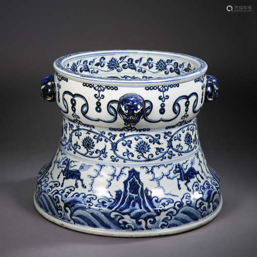 ANCIENT CHINESE BLUE AND WHITE PORCELAIN BASIN