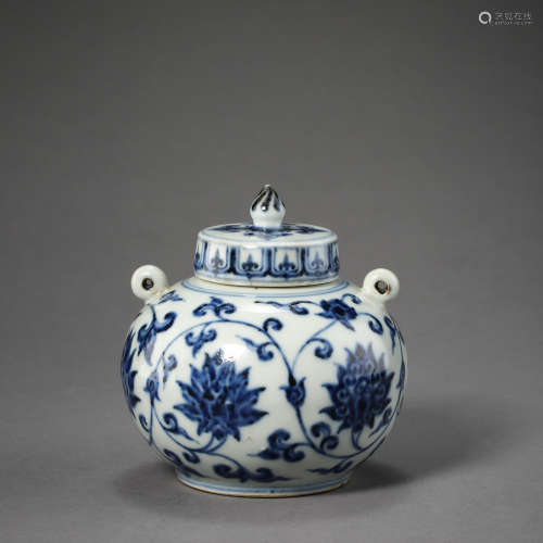 ANCIENT CHINESE BLUE AND WHITE PORCELAIN POT