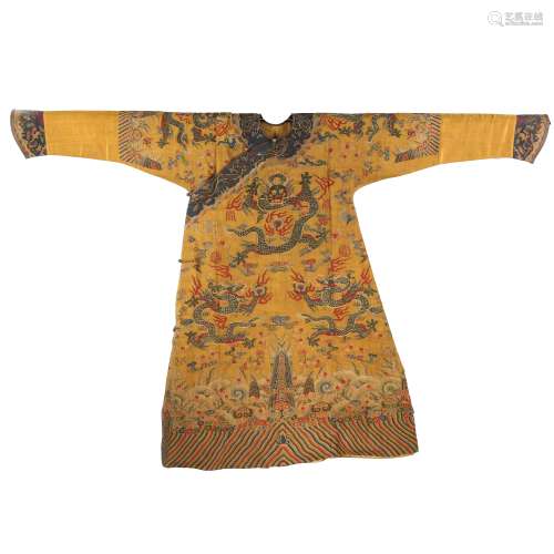 ANCIENT CHINESE COURT KESI EMBROIDERED DRAGON ROBE