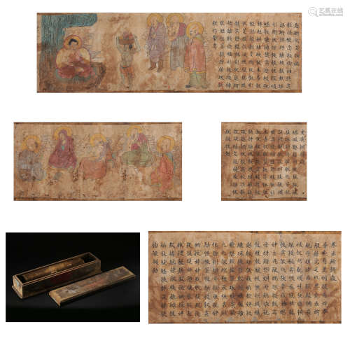 A BOX OF ANCIENT CHINESE CLOTH PAINTINGS