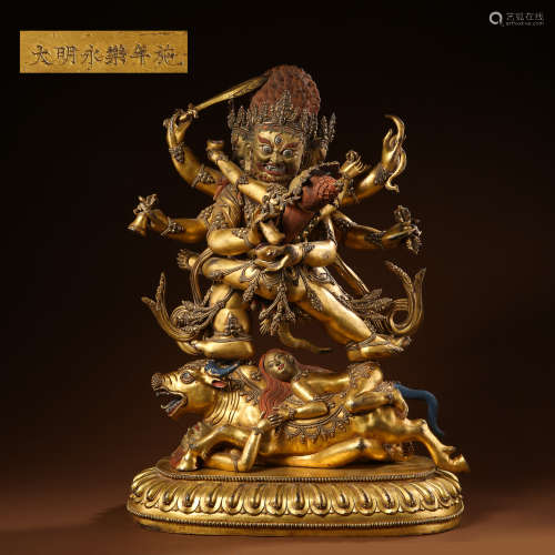 CHINESE TIBETAN GILT BRONZE BUDDHA STATUE