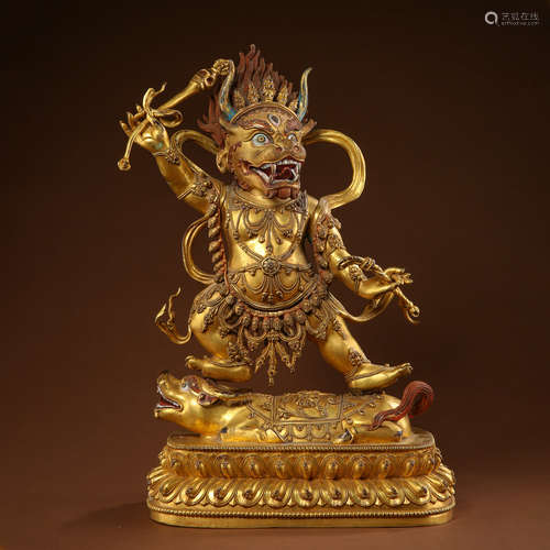 CHINESE TIBETAN GILT BRONZE BUDDHA STATUE