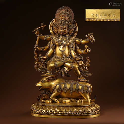 CHINESE TIBETAN GILT BRONZE BUDDHA STATUE