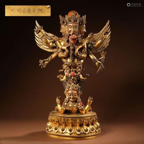 CHINESE TIBETAN GILT BRONZE BUDDHA STATUE