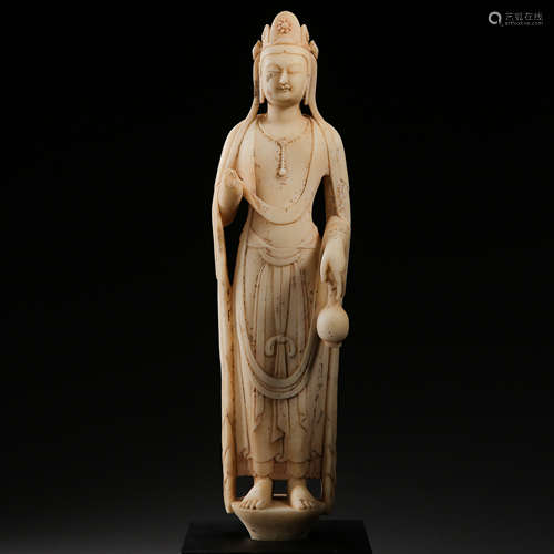 ANCIENT CHINESE CARVED STONE AVALOKITESVARA