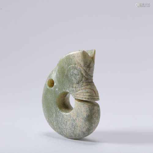 ANCIENT CHINESE HONGSHAN JADE PIG DRAGON