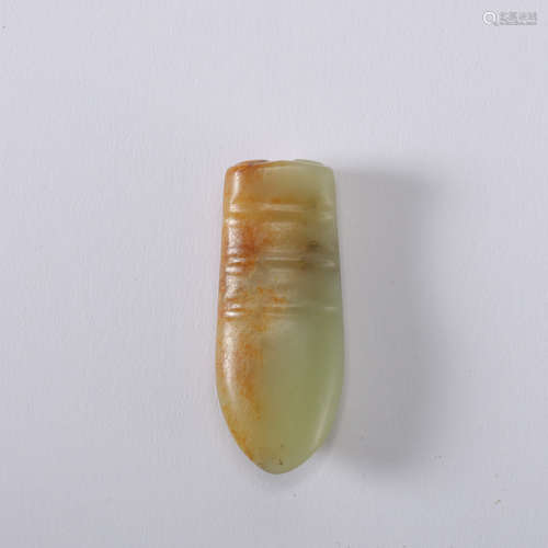 ANCIENT CHINESE CARVED HONGSHAN JADE SILKWORM