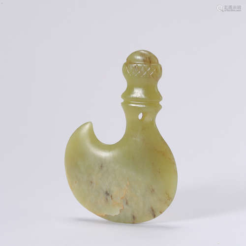 ANCIENT CHINESE HONGSHAN JADE HOOK