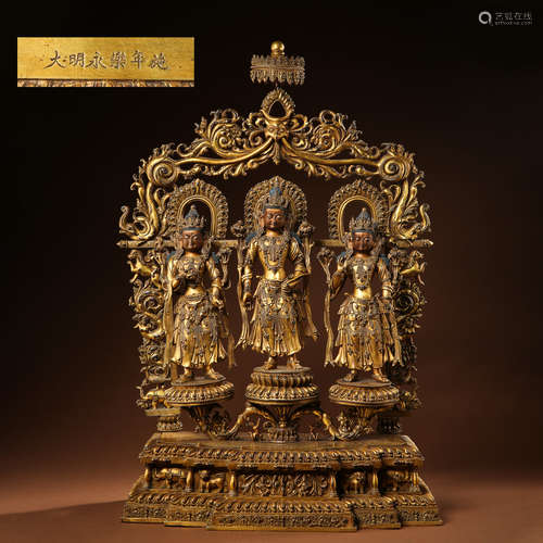 CHINESE TIBETAN GILT BRONZE BUDDHA STATUE