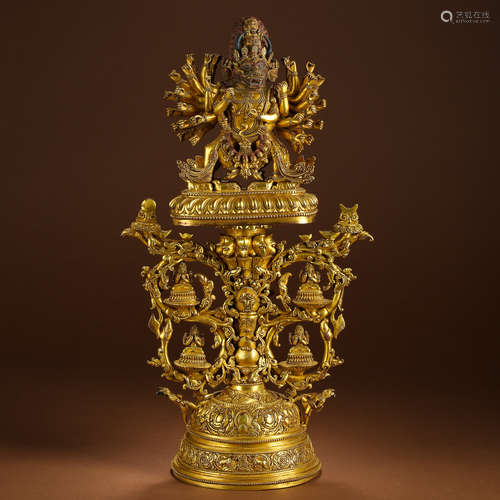 CHINESE TIBETAN GILT BRONZE BUDDHA STATUE