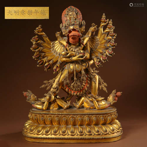 CHINESE TIBETAN GILT BRONZE BUDDHA STATUE