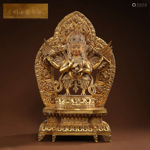 CHINESE TIBETAN GILT BRONZE BUDDHA STATUE