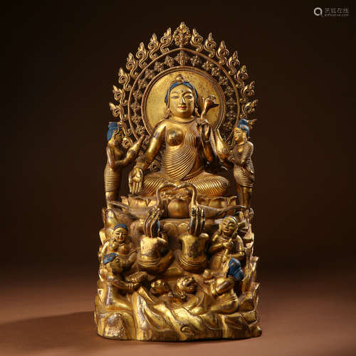 CHINESE TIBETAN GILT BRONZE BUDDHA STATUE