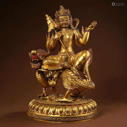 CHINESE TIBETAN GILT BRONZE BUDDHA STATUE