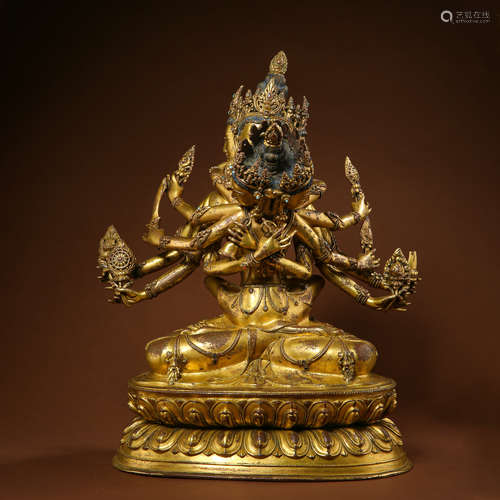 CHINESE TIBETAN GILT BRONZE BUDDHA STATUE