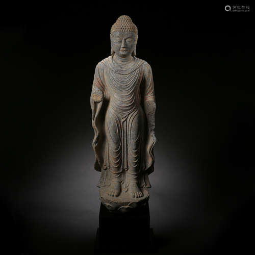 ANCIENT CHINESE CARVED STONE BUDDHA STATUE