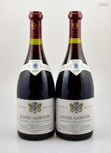 2 bottles of 1986 Aloxe Carton Chateau de Meursault,