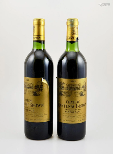 2 bottles of 1982 Chateau Cantenac Brown,