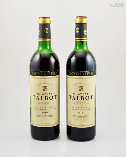 2 bottles of 1986 Chateau Talbot, Saint- Julien,