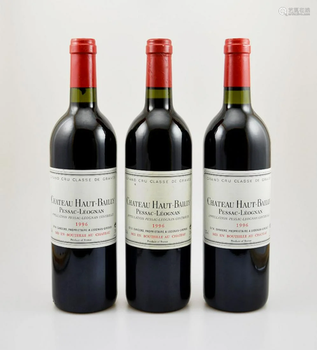 3 bottles of 1996 Chateau Haut-Bailly,