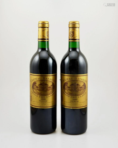 2 bottles of 1990 Chateau Batailley,