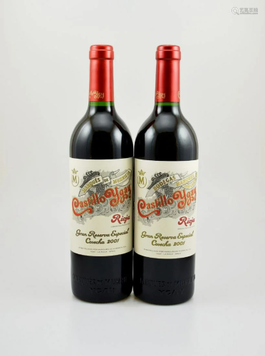 2 bottles of 2001 Marques de Murrieta Castillo …