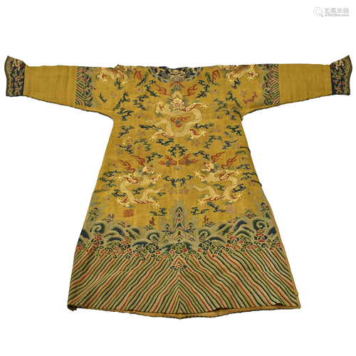 18TH/19TH C. QING DYNASTY EMBROIDERY SILK K…