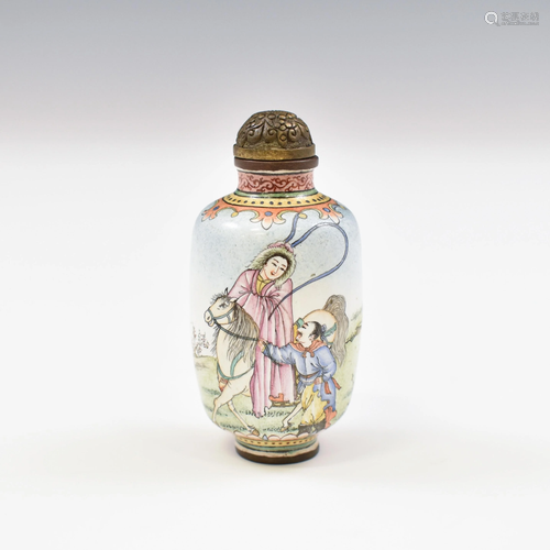 QIANLONG ENAMEL GILT BRONZE SNUFF BOTTLE