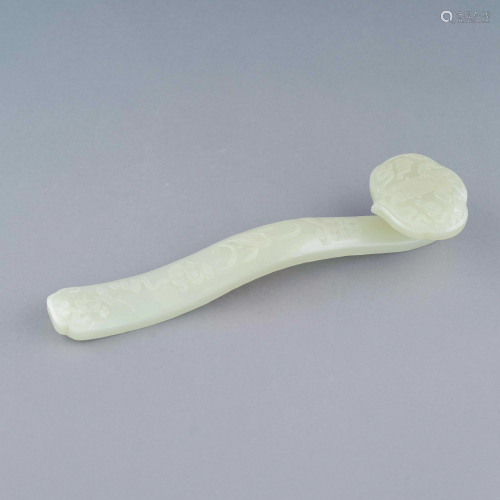 CHINESE WHITE JADE RUYI SCEPTER