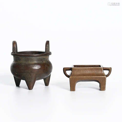 Two Bronze Censers