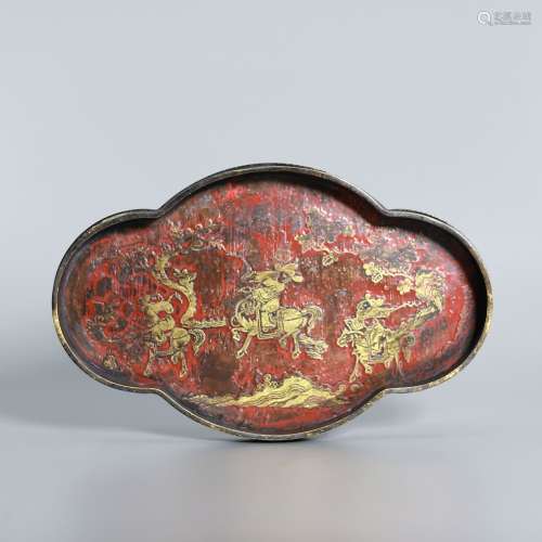 A Bronze Figural Ink Tray