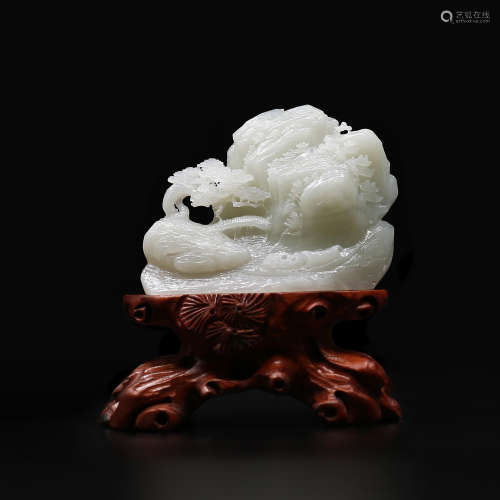 He Tian White Jade Figure and Landscape carvings.