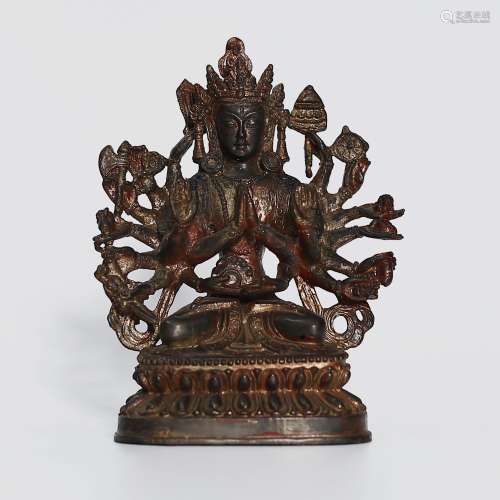 Thousand Hands Guan Yin Statue in Gilded Copper