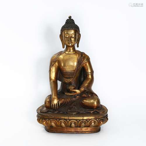 Buddha Statue of Shakvamuni in Gilded Copper