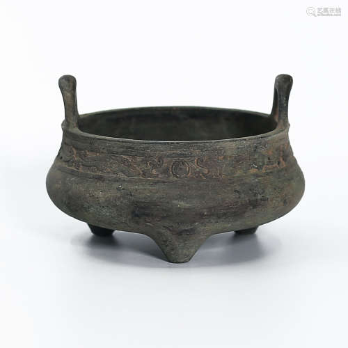 Brass Cong Eared Furnace in Ming Xuan De Era