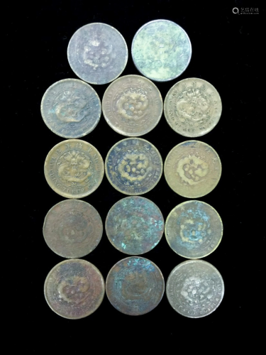 14 BRONZE QING DYNASTY COINS