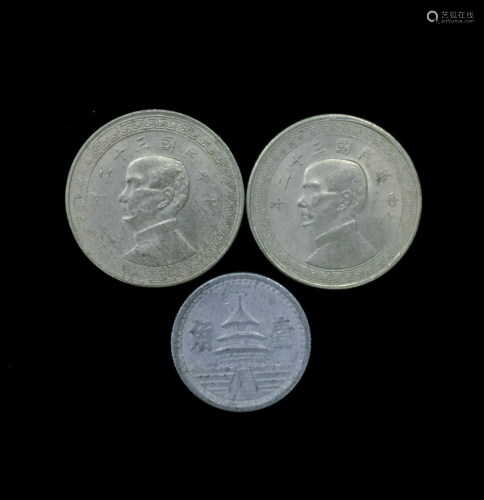 3 CHINESE REPUBLIC 32 COINS