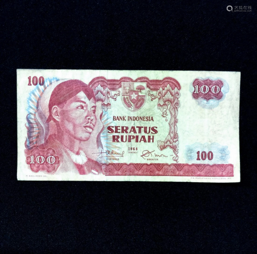 1968 INDONESIA 100 RUPIAH BANKNOTE