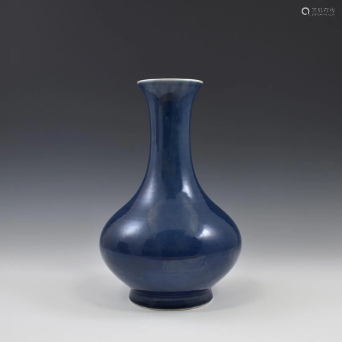 QIANLONG BLUE MONOCHROME REWARD VASE