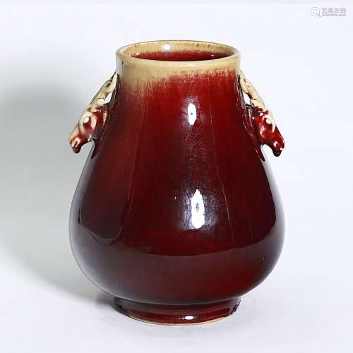 Deer Head Wine Cup in Red Glaze