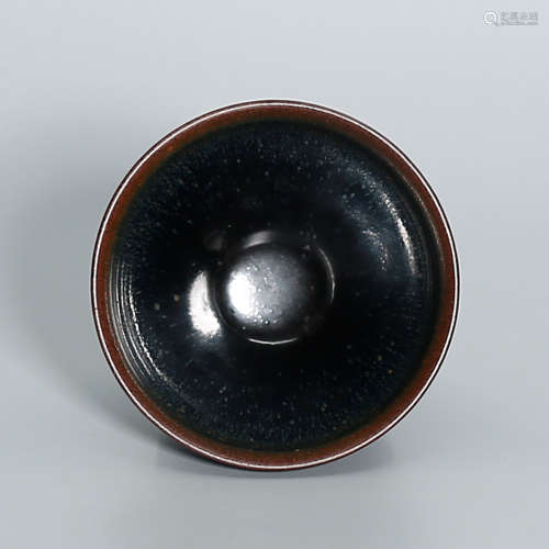 Jian Kiln Bowl with Splash Oil Pattern (Royal Style)in Black Glaze
