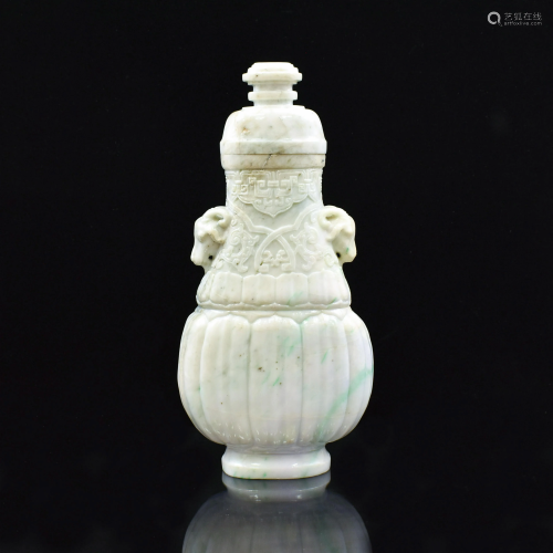 CHINESE JADEITE LIDDED VASE