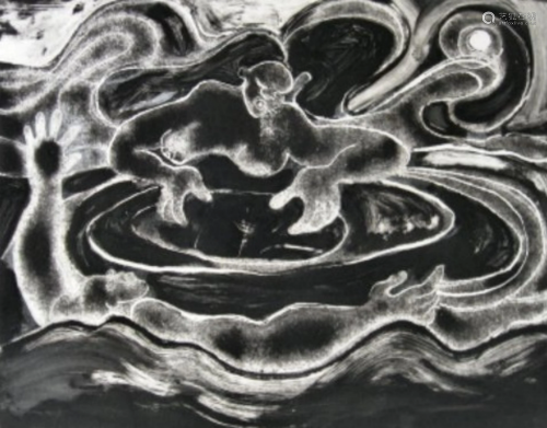 ANN TANKSLEY (1934-) Wind & Water Monotype 11x…