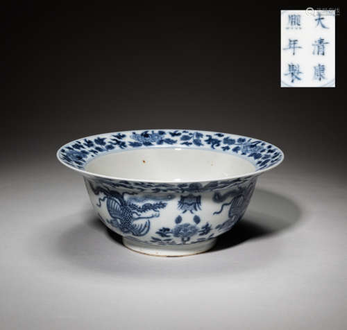 Kangxi Mark Chinese Antique Blue &White Porcelain Bowl